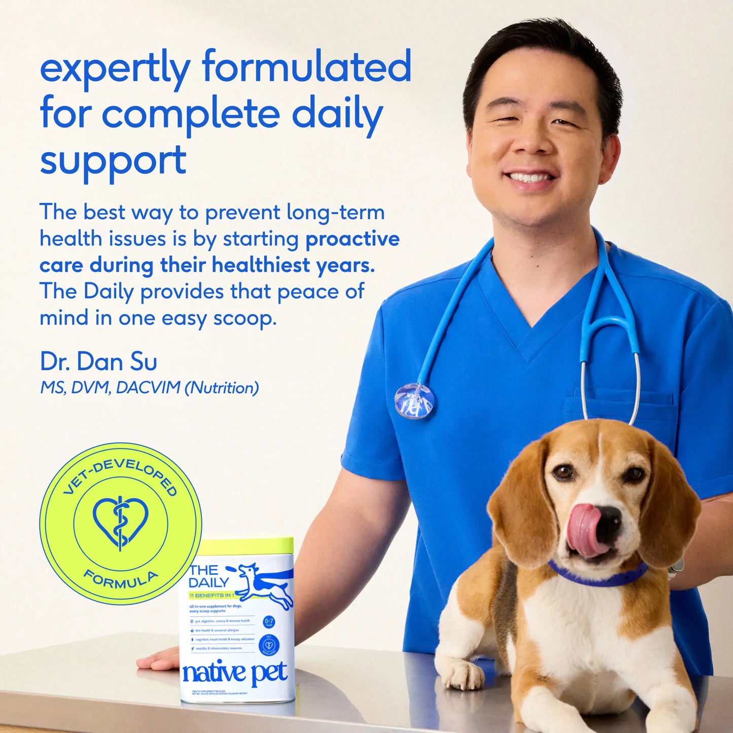 Native Pet the Daily Dog Vitamins & Supplements - 11-In-1 Vitamin Powder for Dog Food Topper - Collagen, Glucosamine, Probiotics, Omega & More- Supports Healthy Gut, Mobility & Overall Health